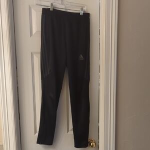 adidas Black Slim Fit Training Pants with Subtle Grey Stripe